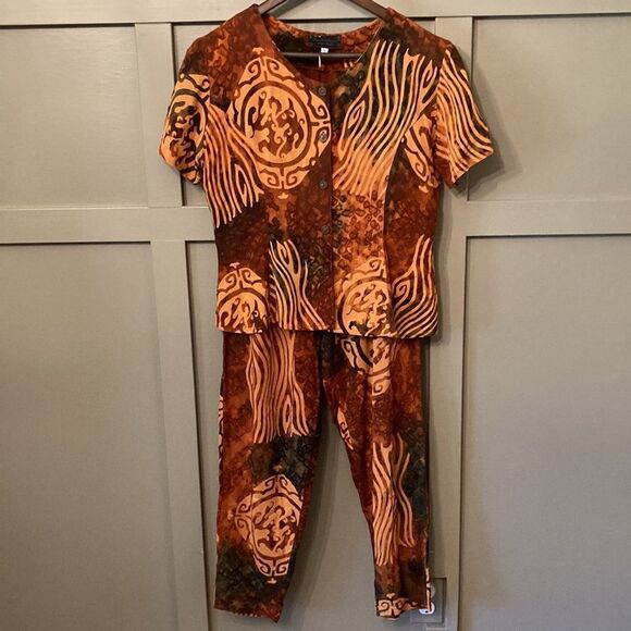 SILVER Moon Creations Maui, Hawaii Hawaiian Printed Shirt & Pants Set Size S/XS - Picture 6 of 16